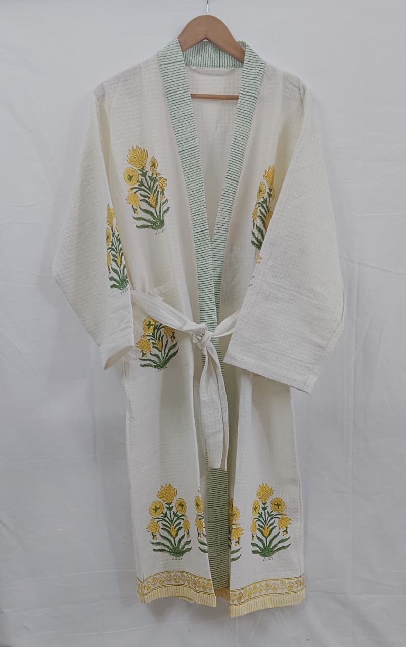Hand Block Printed Cotton Bathrobe